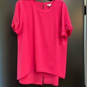 Short Sleeve Blouse Hot Pink Size Medium